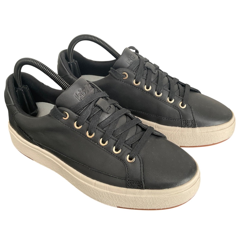 Kizik Vegas Black Leather Hands Free Sneakers Mens 6.5 Womens 8 K3FC DVEGBK26-1D